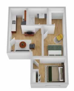 Two Bedroom / One Bath - Vaulted
